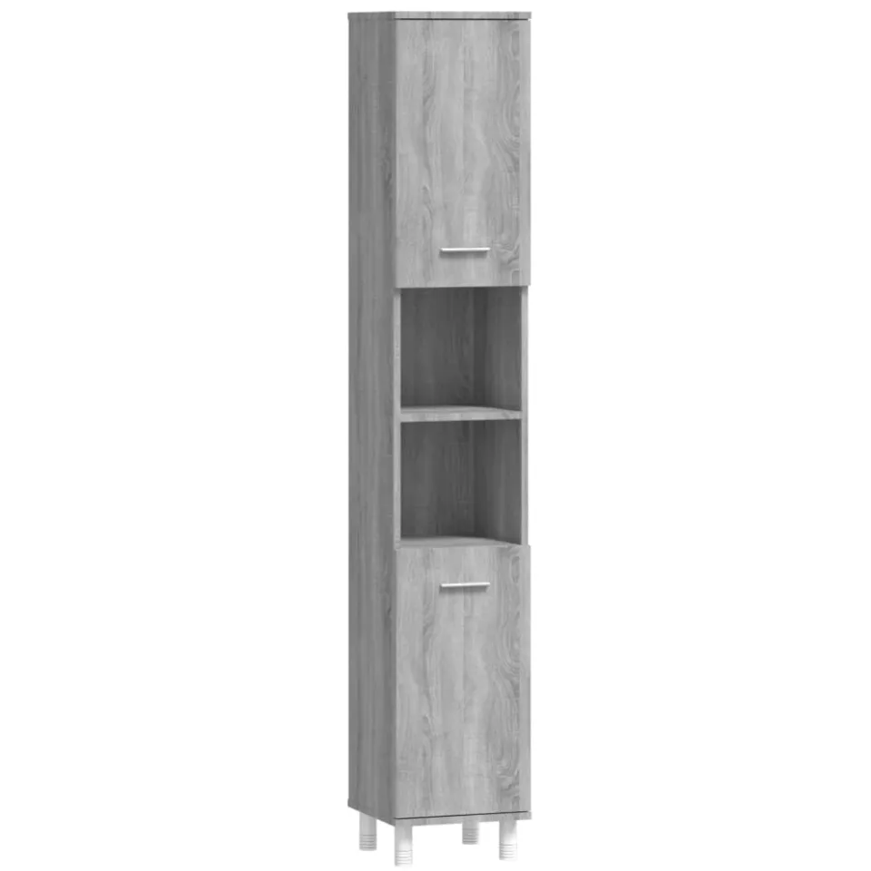 vidaXL Badkamerkast 30x30x179cm bewerkt hout grijs sonoma eikenkleurig