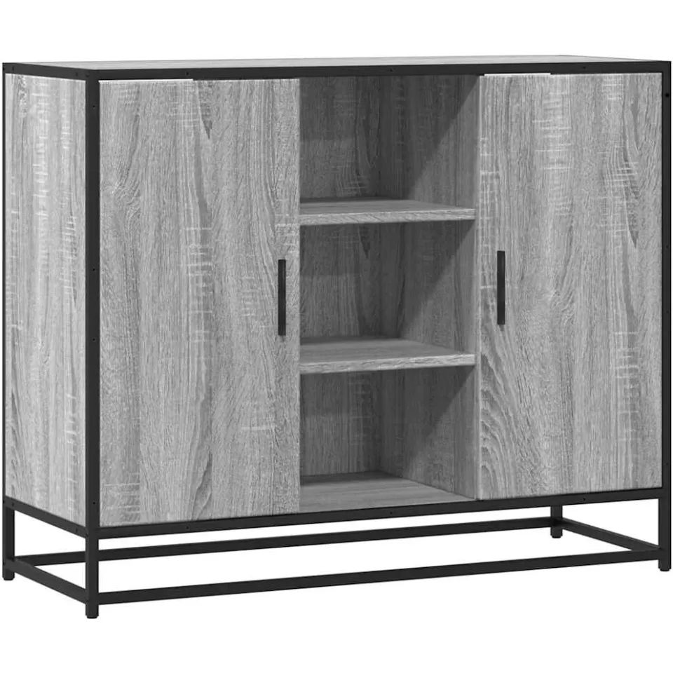 vidaXL Dressoir 92x35x76 cm bewerkt hout grijs sonoma eikenkleurig, foto 3