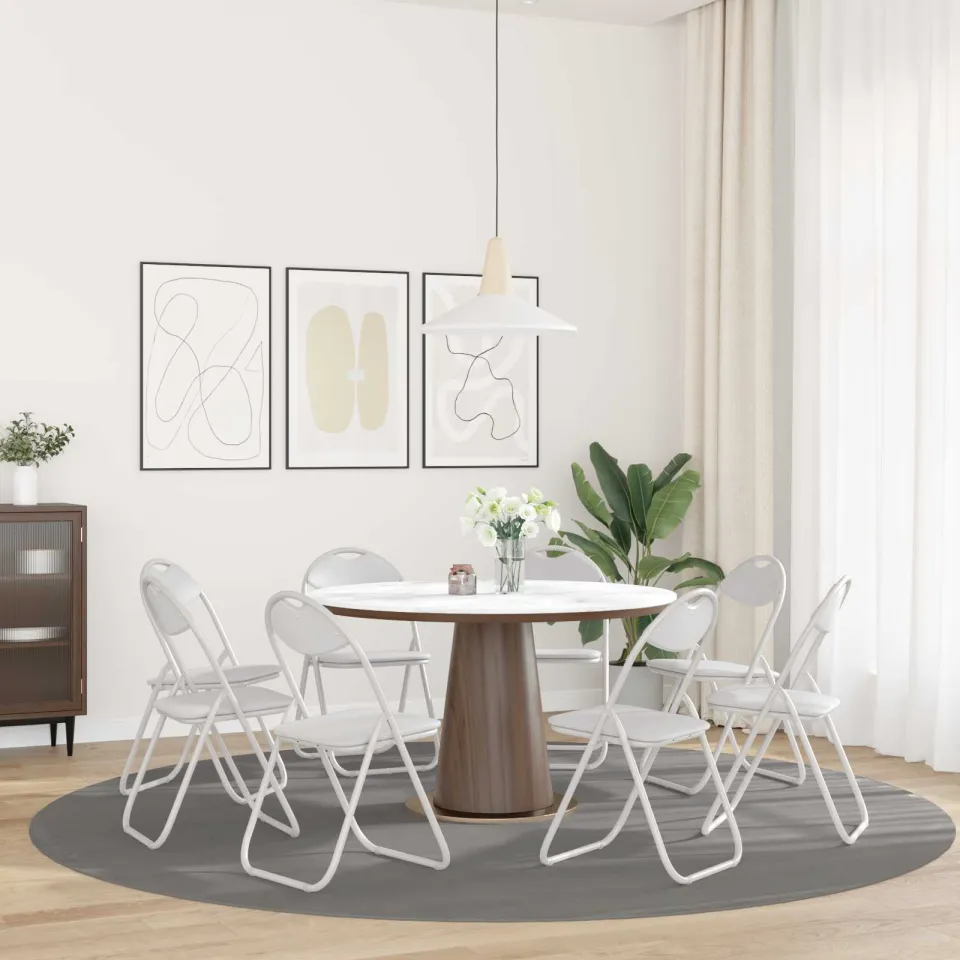 vidaXL Inklapbare stoel 8 st Nep Leer Wit 48 x 43,5 x 81 cm, foto 4