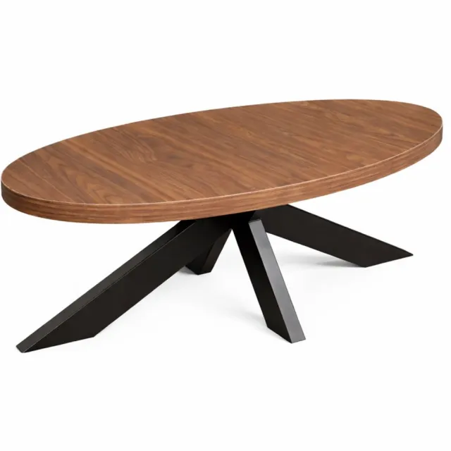 Lizzely Garden & Living Salontafel ovaal bruin melamine 120cm Denzel ovale bijzettafel side table