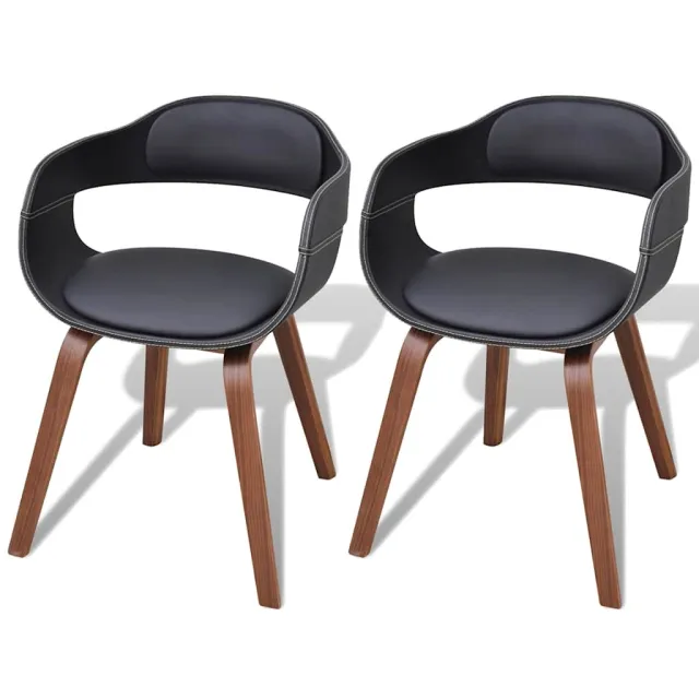 vidaXL Eetkamerstoelen 2 st gebogen hout en kunstleer Zwart