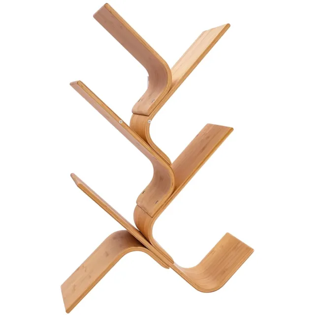 Happiq 5-laags boekenplank – Voor het opbergen van boeken, cd's en games in slaapkamer, huis of kantoor – ruimtebesparende hoekplank voor efficiënte organisatie – 63,0 × 20,0 × 91,3 cm – zwart, bruin en naturel – hout Black