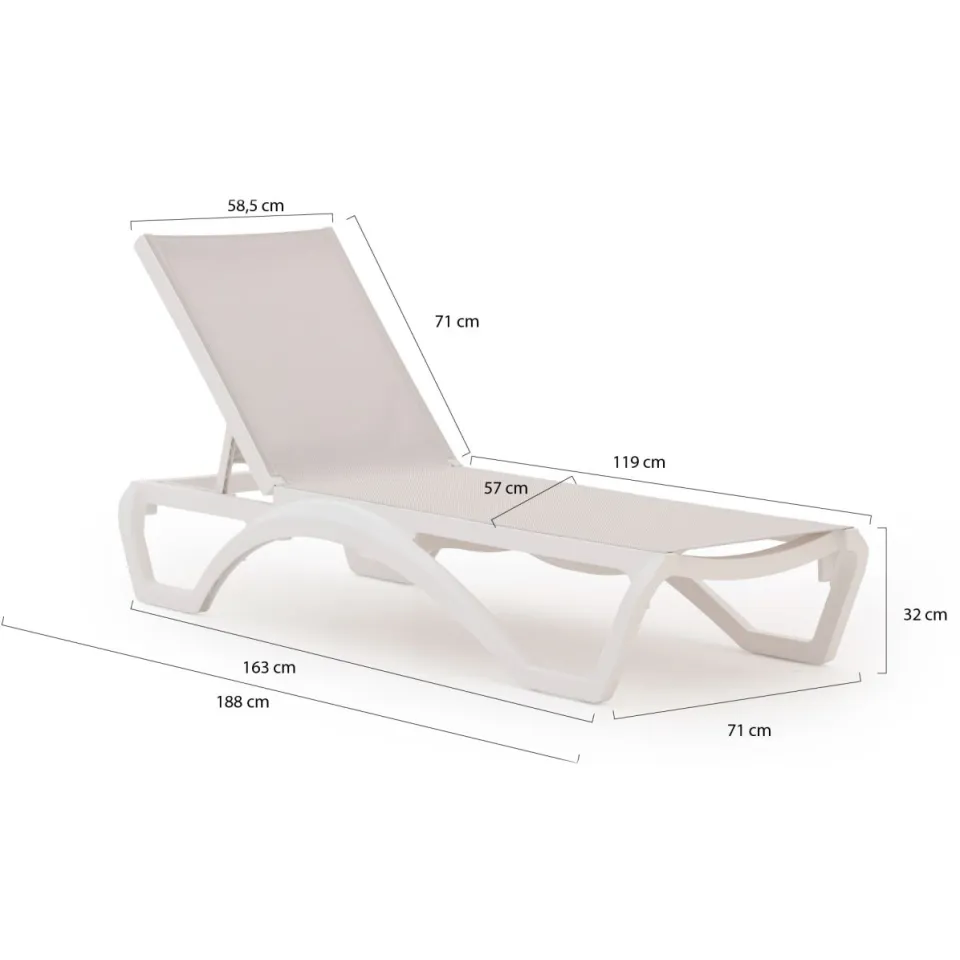 Forza Furniture Forza Russi ligbed stapelbaar/verstelbaar wit, foto 2