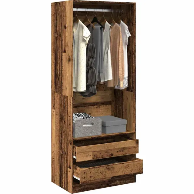 vidaXL Kledingkast 80x50x200 cm bewerkt hout oud hout bruin, foto 2