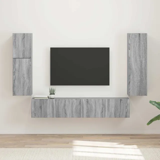 vidaXL Tv-meubelset 4 st Grijs Sonoma Bewerkt hout