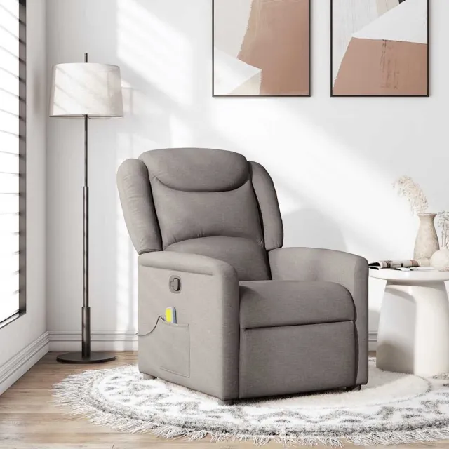 vidaXL Massagestoel - verstelbaar - stof - taupe