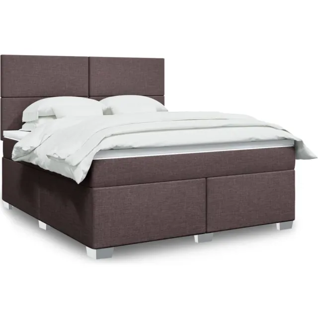 vidaXL Boxspring met matras stof donkerbruin 180x200 cm bruin