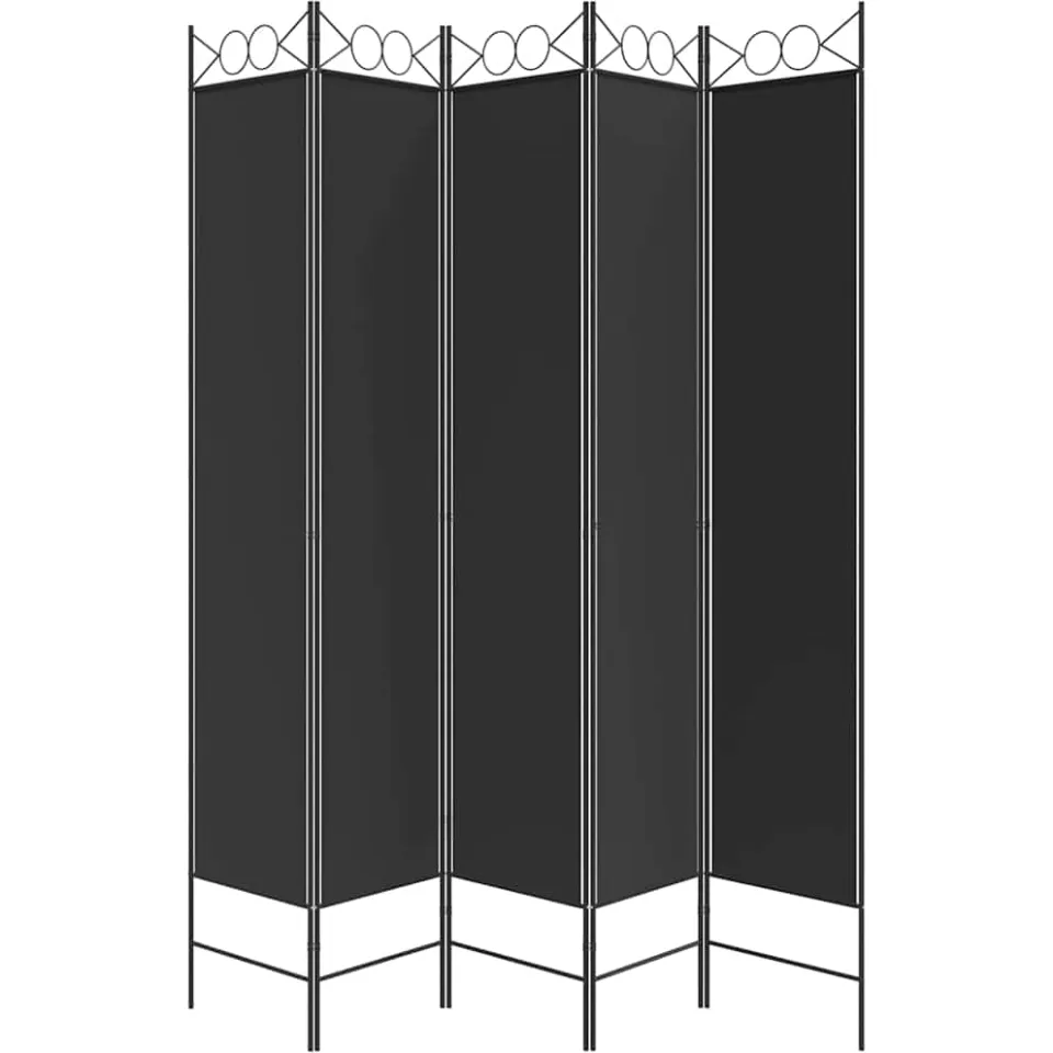 vidaXL Kamerscherm met 5 panelen 200x200 cm stof zwart, foto 5