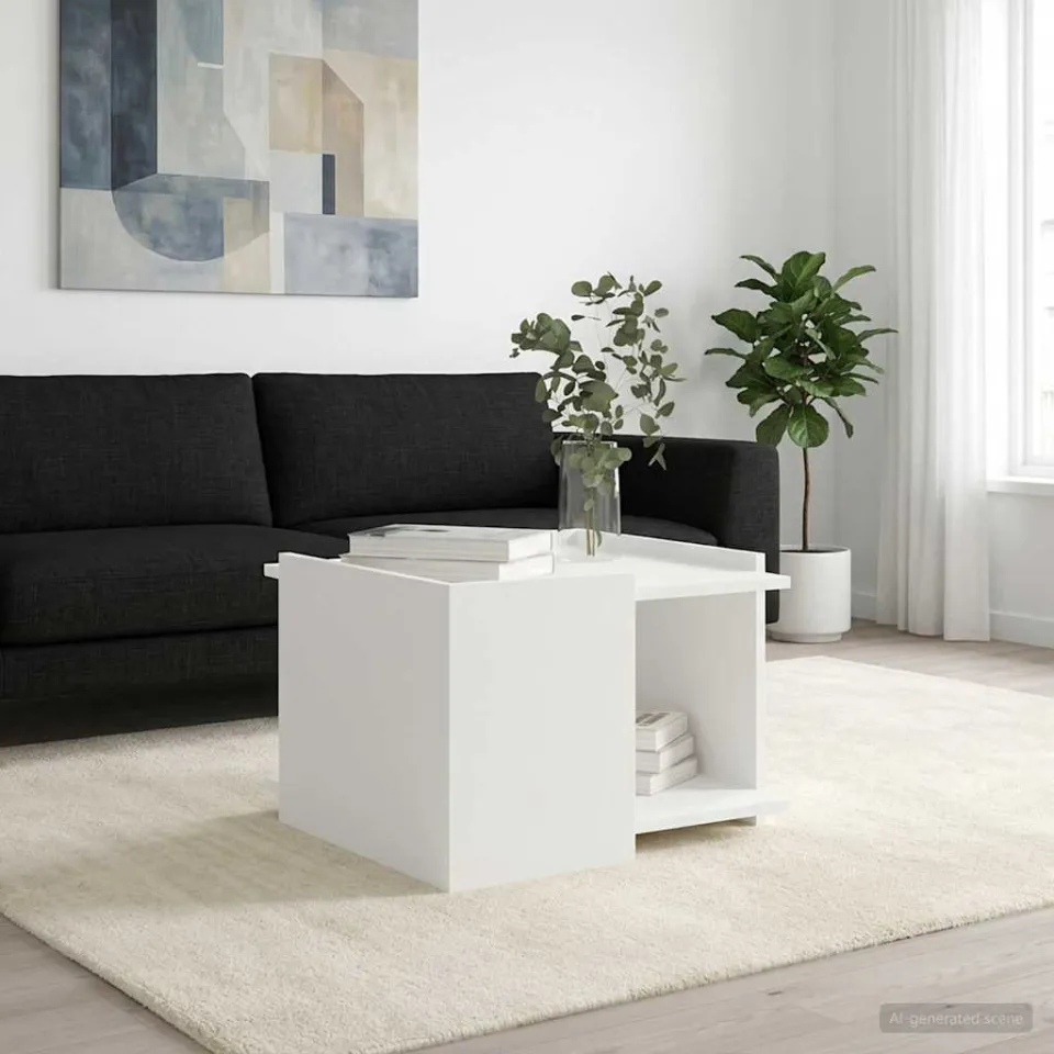 vidaXL Salontafel Wit 50,5 x 50 x 33 cm Bewerkt hout, foto 4