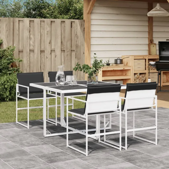 vidaXL 5-delige Tuinset met kussens textileen wit, foto 2