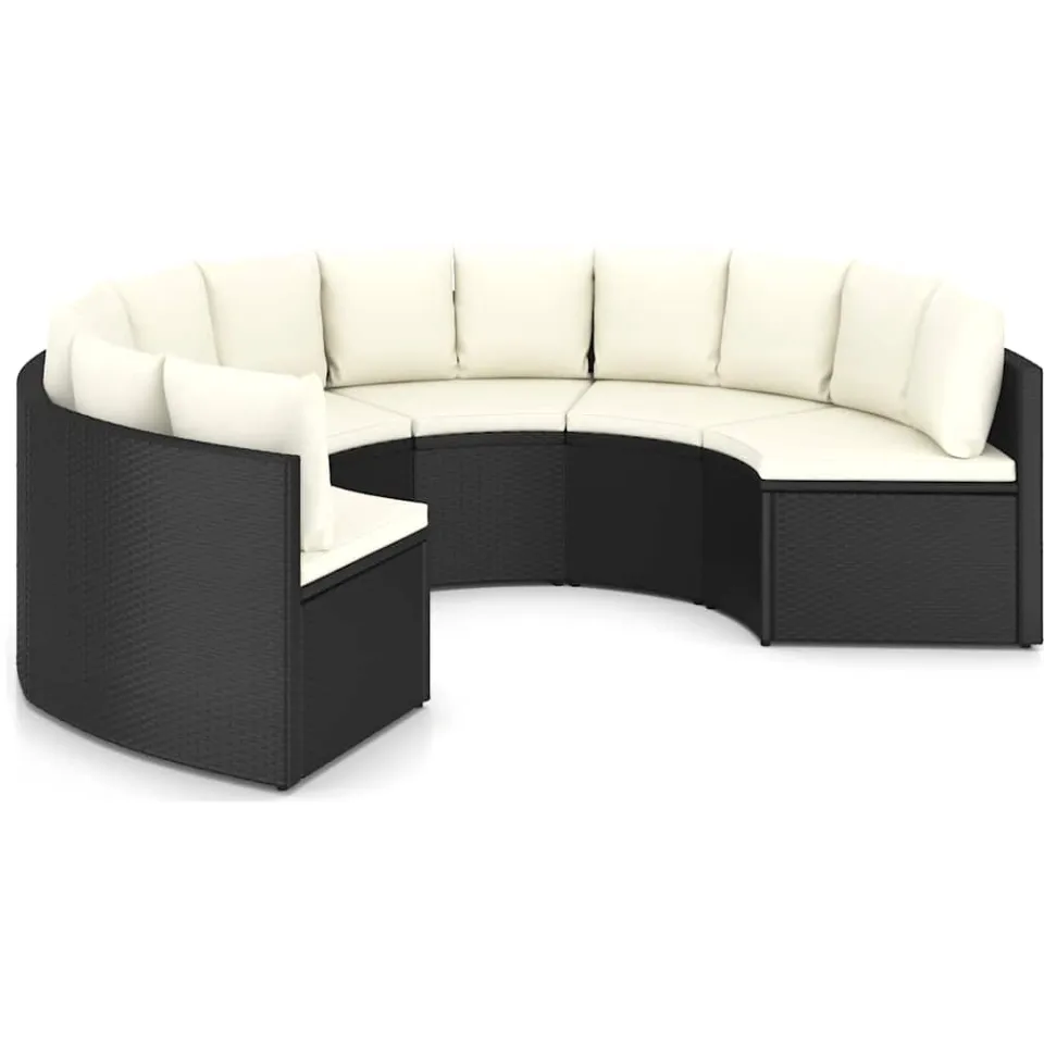 vidaXL 6-delige Loungeset met kussens poly rattan zwart, foto 3