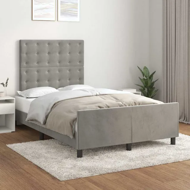vidaXL Bedframe zonder matras 120x200 cm fluweel lichtgrijs grijs