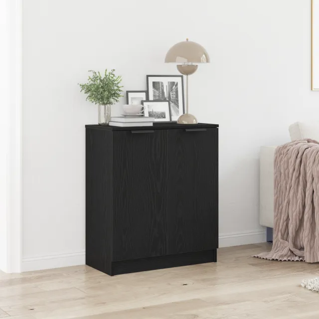 vidaXL Dressoir Zwart Eiken 60 x 30 x 70 cm Bewerkt hout, foto 2