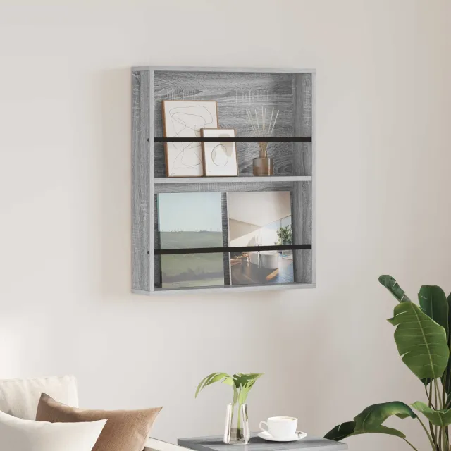 vidaXL Tijdschrift Rek Grijs Sonoma 60 x 12 x 70 cm Bewerkt hout, foto 2
