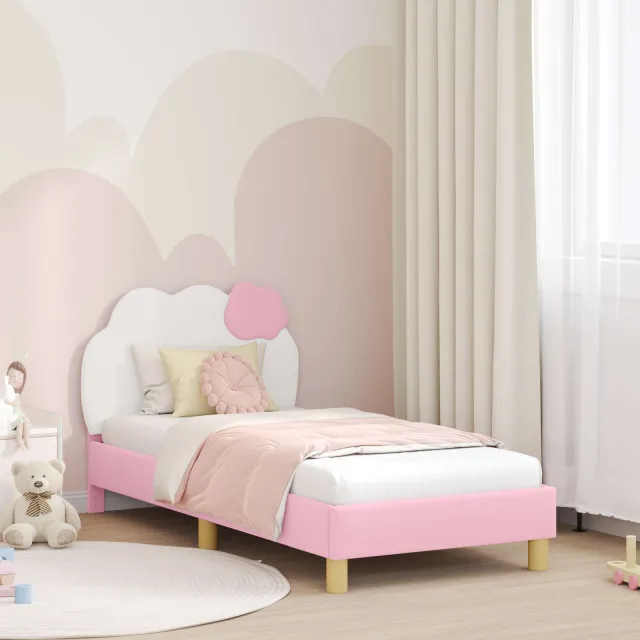 vidaXL Bedframe voor kinderen met hoofdbord Roze 80 x 160 cm PU