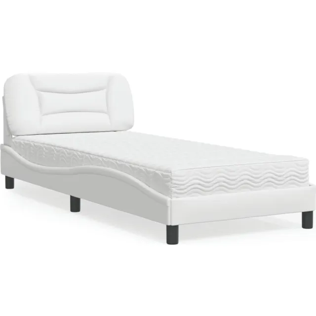 vidaXL Bed met matras "Hvar" kunstleer wit 90x200 cm