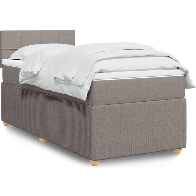 vidaXL Boxspring met matras stof taupe 90x190 cm