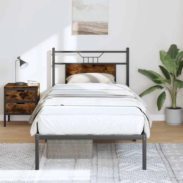 vidaXL Bedframe zonder matras hout gerookt eikenkleurig 75x190 cm