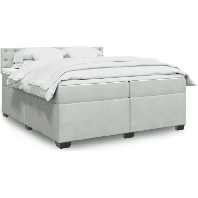 vidaXL Boxspring met matras fluweel lichtgrijs 200x200 cm grijs