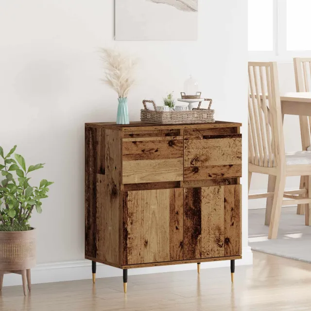 vidaXL Dressoir Oud Hout 60 x 35 x 70 cm Gemonteerd hout en ijzer Bruin