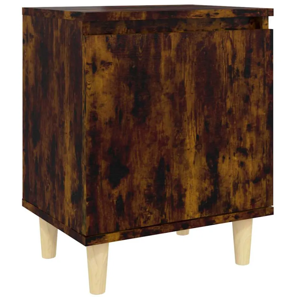 vidaXL Nachtkastje met houten poten 40x30x50 cm gerookt eikenkleurig Bruin
