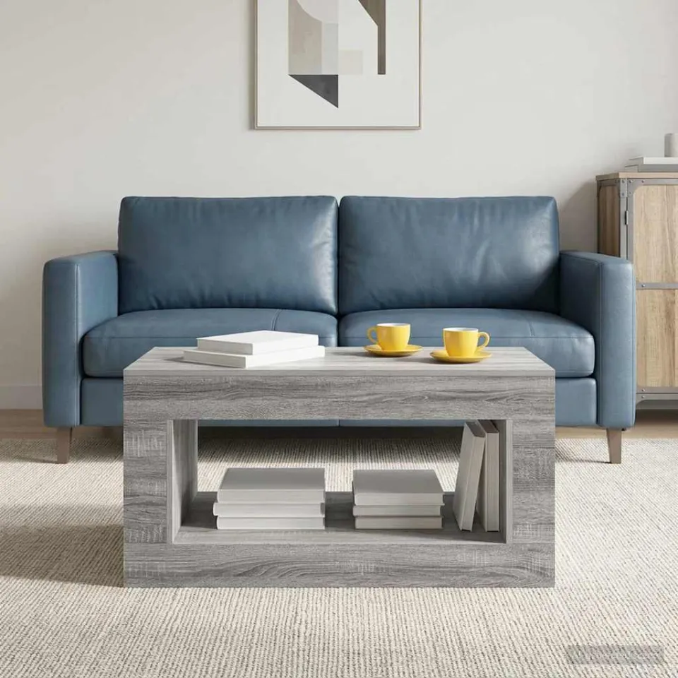 vidaXL Salontafel Grijze Sonoma 99.5 x 50 x 50 cm Bewerkt hout grijs, foto 4