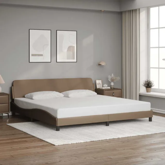 vidaXL Bedframe "Dover" kunstleer cappuccinokleurig 200x200 cm Bruin