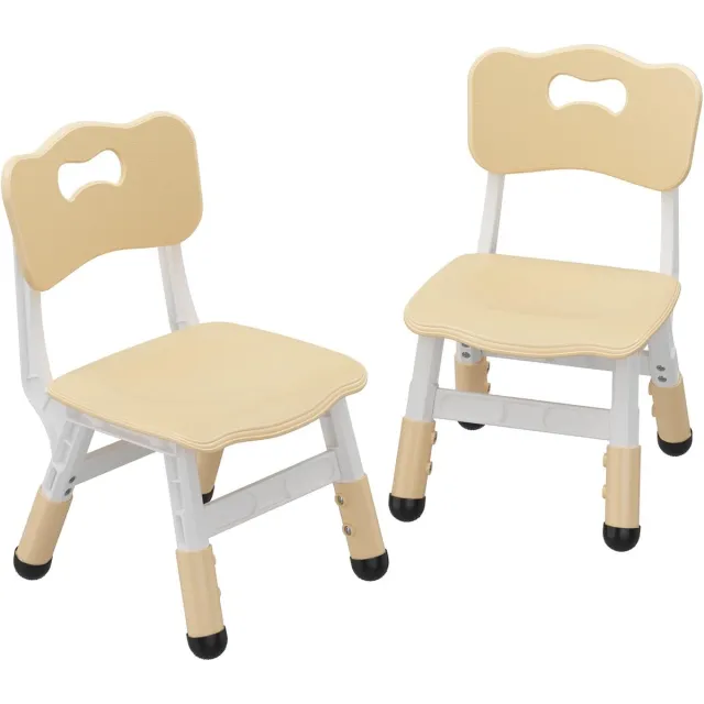 HOERFURIY Kinderstoel Set van 2 met hoogte verstelbare stoel, Plastic peuterstoelen voor kinderen jongens meisjes, Kinderen Hangmat stoel, Booster stoelen voor peuters,eik