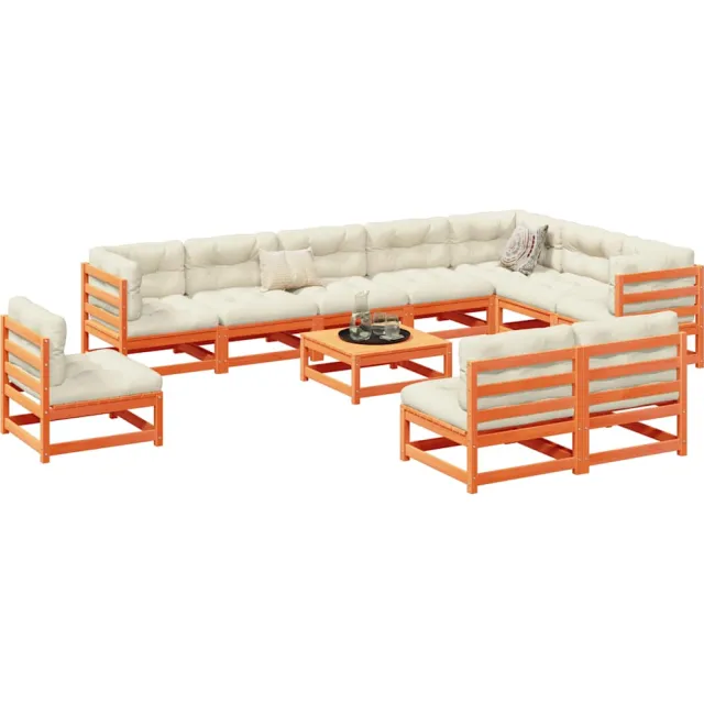 vidaXL 11-delige Loungeset massief grenenhout wasbruin