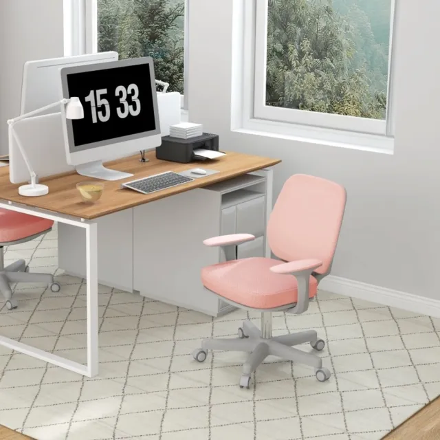 COVREO Bureaustoel 55 x 48 x 82,5-94,5 cm roze, mesh met armleuningen en wielen Pink