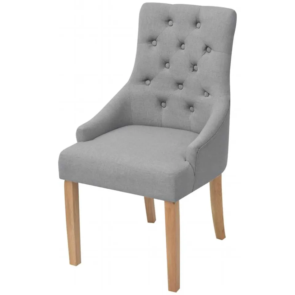 vidaXL Eetkamerstoelen 4 st stof lichtgrijs grijs, foto 2