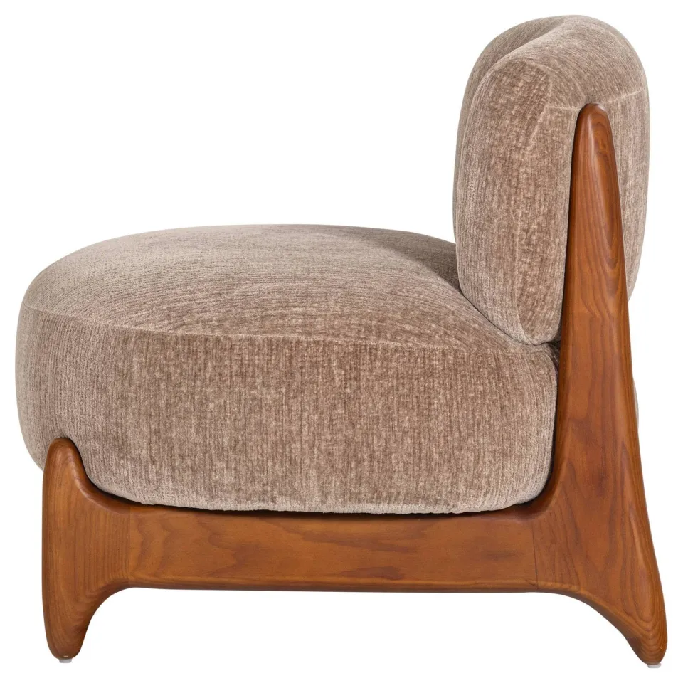 WOOOD Runi Fauteuil - Hout/Velvet - Paars/Bruin - 69x64x72, foto 2