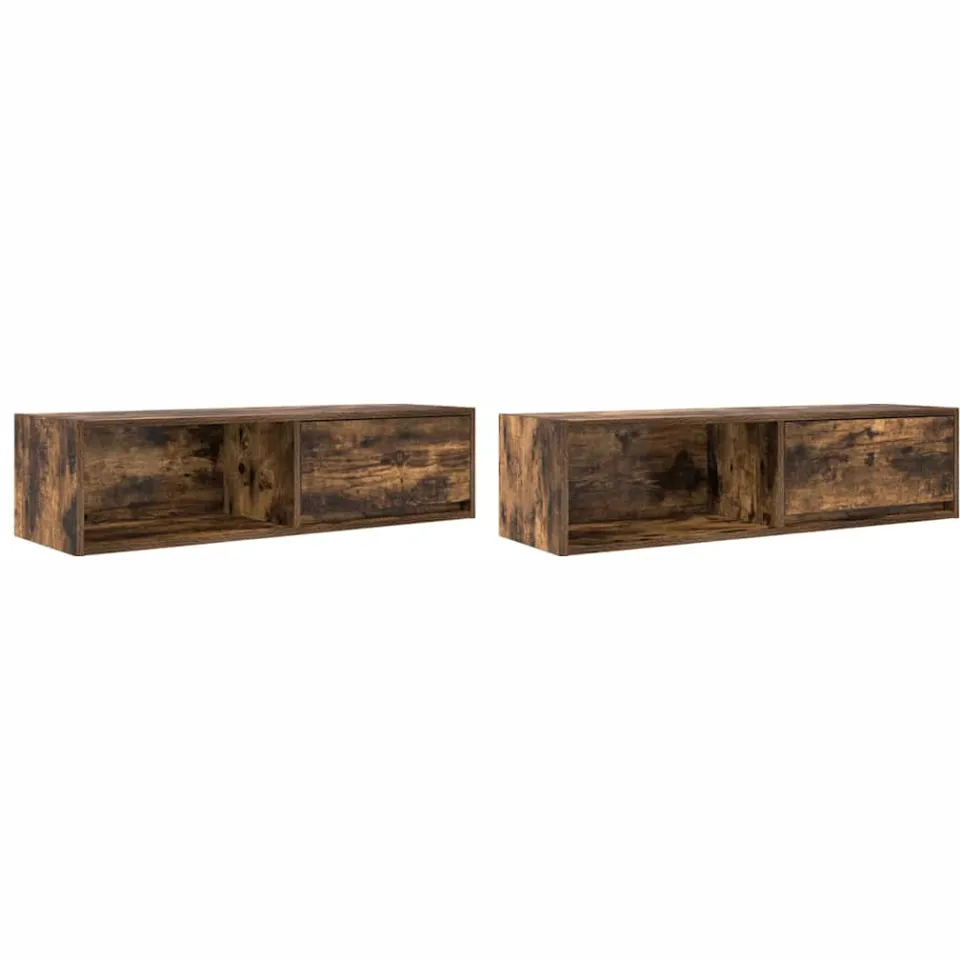 vidaXL Tv-meubels, 2 st 100x31x25,5 cm spaanplaat gerookt eikenkleurig Bruin