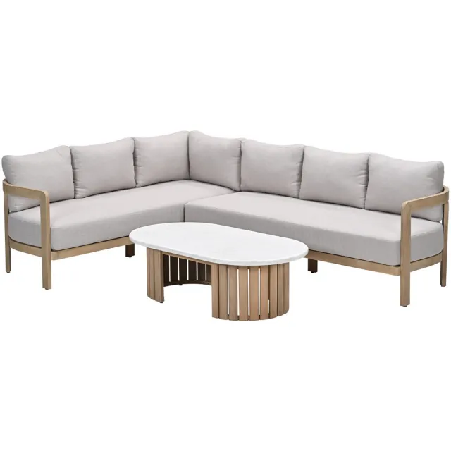 Garden Impressions Sirocco loungeset 3-delig links - acacia - grey sand Bruin
