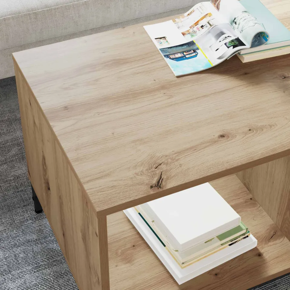 vidaXL Salontafel Artisan Eiken 90 x 49 x 46 cm Bewerkt hout, foto 4
