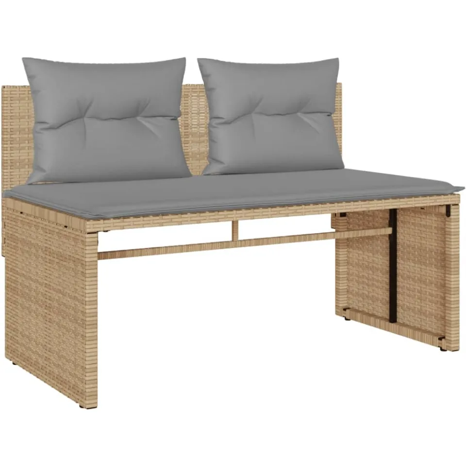 vidaXL 4-delige Loungeset met kussens poly rattan beige