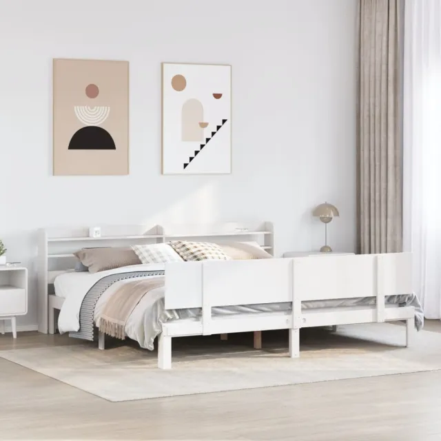 vidaXL Bed Frame 2 st Wit 200 x 200 cm Solid Pine Wood, Plywood