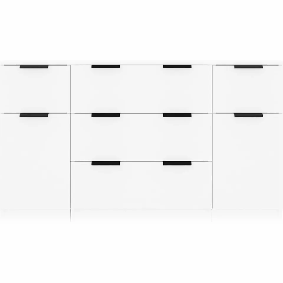 vidaXL 3-delige Dressoirset bewerkt hout wit, foto 4