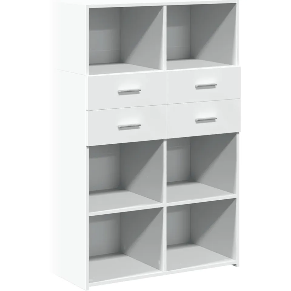 vidaXL Hoge kast 80x42,5x124 cm bewerkt hout wit, foto 3