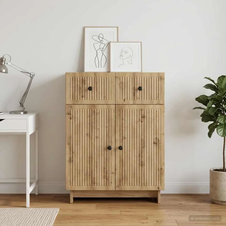 vidaXL Dressoir Artisanaal eiken 66 x 34,5 x 90 cm Bewerkt hout, foto 3