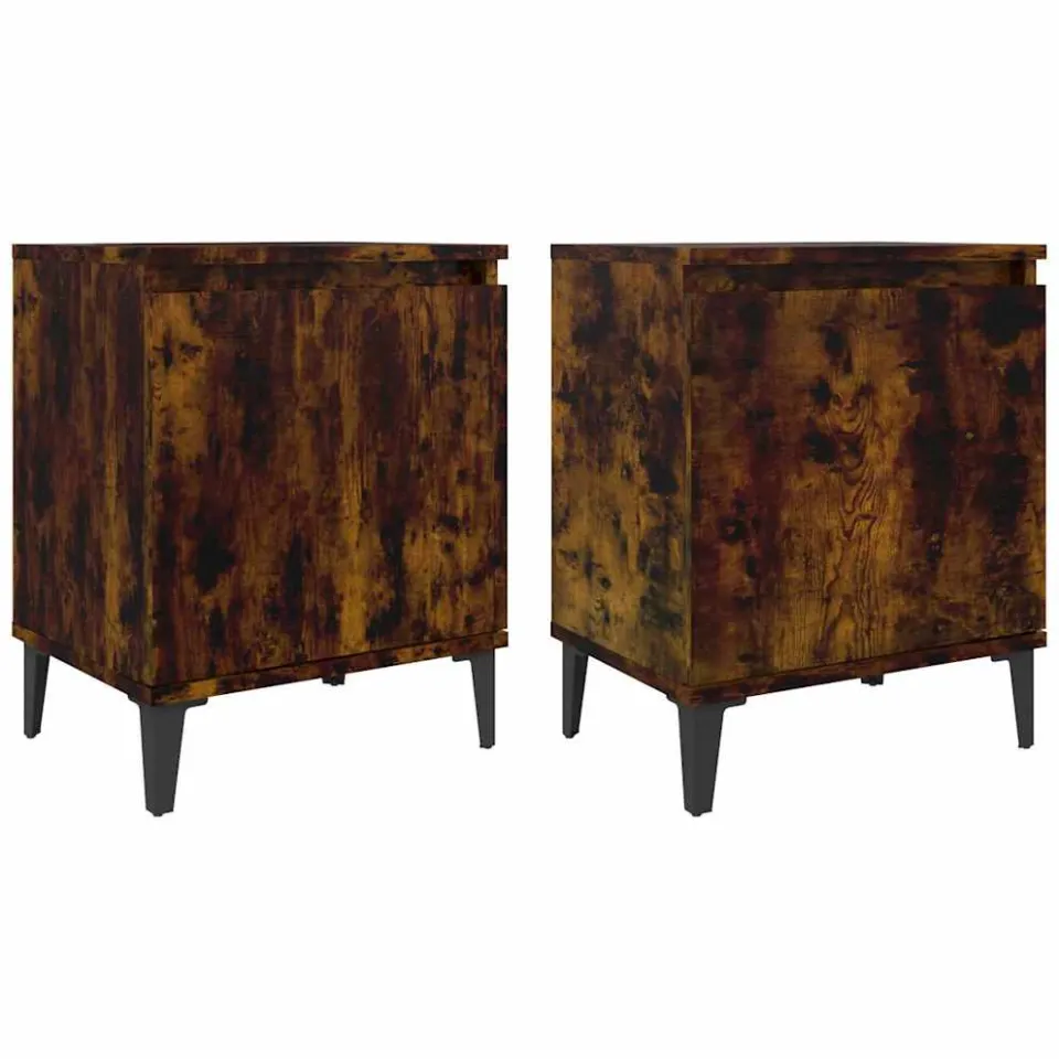 vidaXL Nachtkastjes met metalen poten 40x30x50 cm gerookt eikenkleurig, foto 3