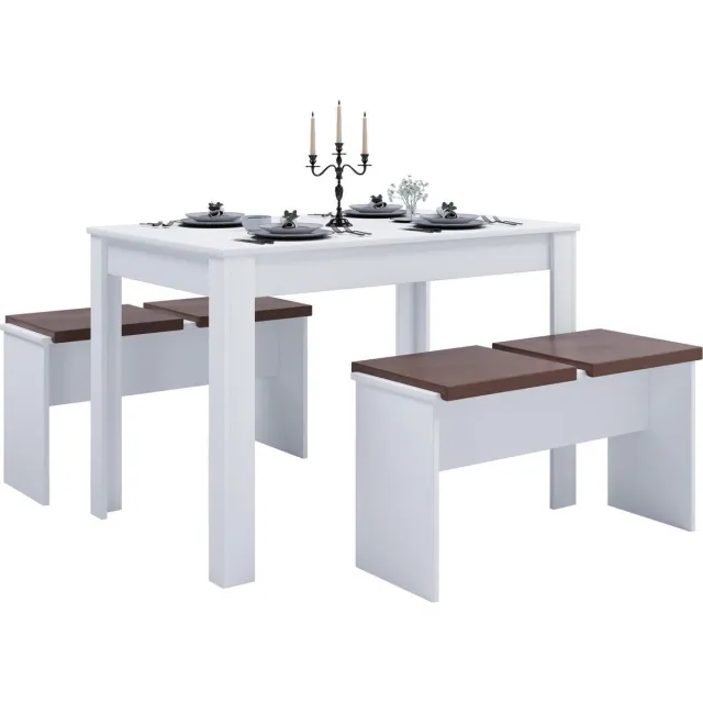 Vcm Esal eethoek Eettafel en 2 bankenwit.