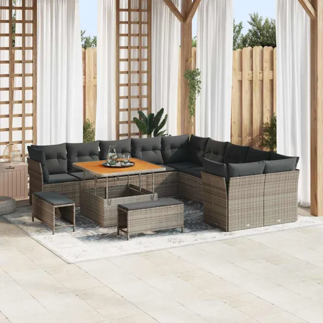 vidaXL Tuinbankenset 13 st Grijs poly rattan, foto 2
