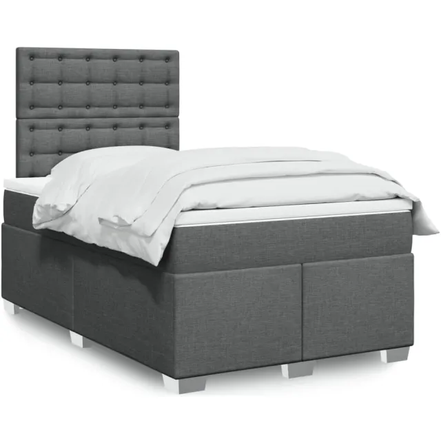 vidaXL Boxspring met matras stof donkergrijs 120x190 cm grijs