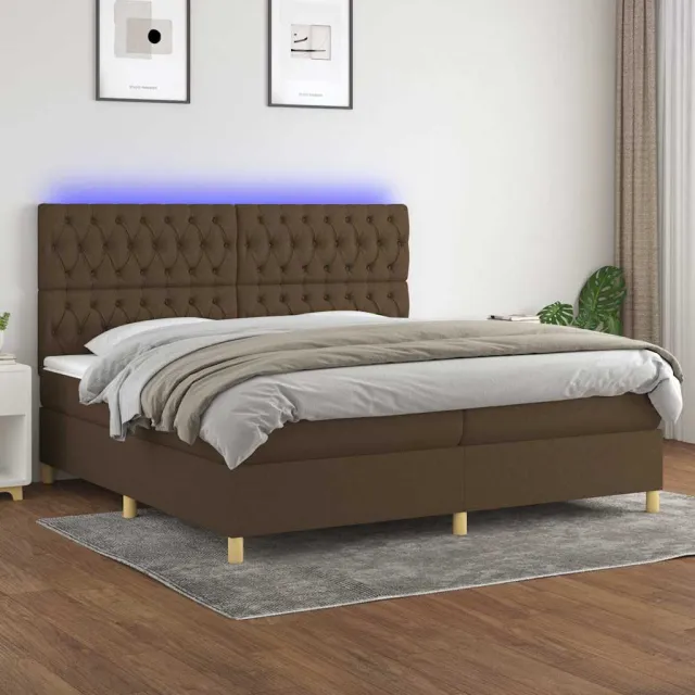 vidaXL Boxspring met matras en LED stof donkerbruin 200x200 cm bruin