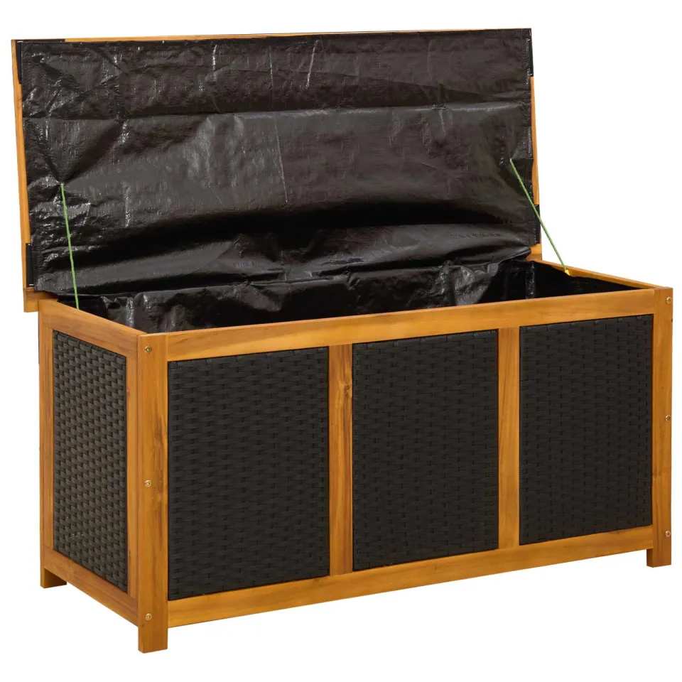 vidaXL Tuinopslagdoos 185 L Massief Acaciahout 113 x 50 x 56 cm Zwart