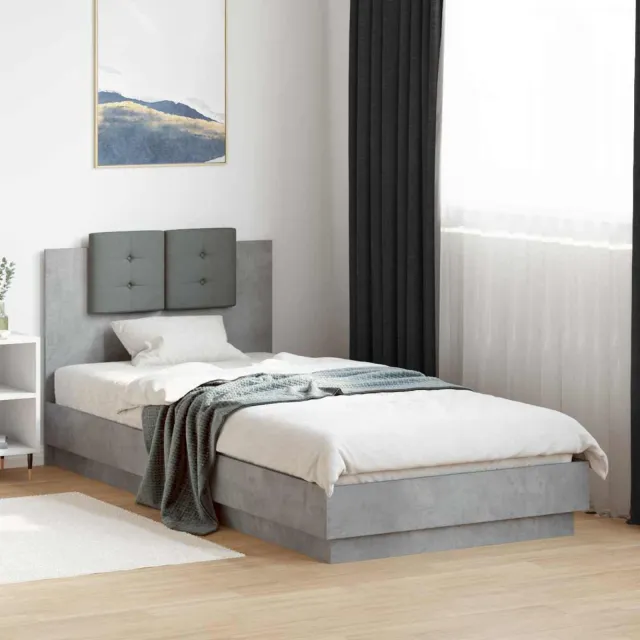 vidaXL Bedframe met Hoofdeinde Betongrijs Bewerkt hout