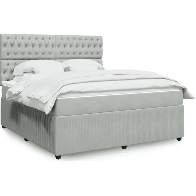 vidaXL Boxspring met matras fluweel lichtgrijs 180x200 cm grijs