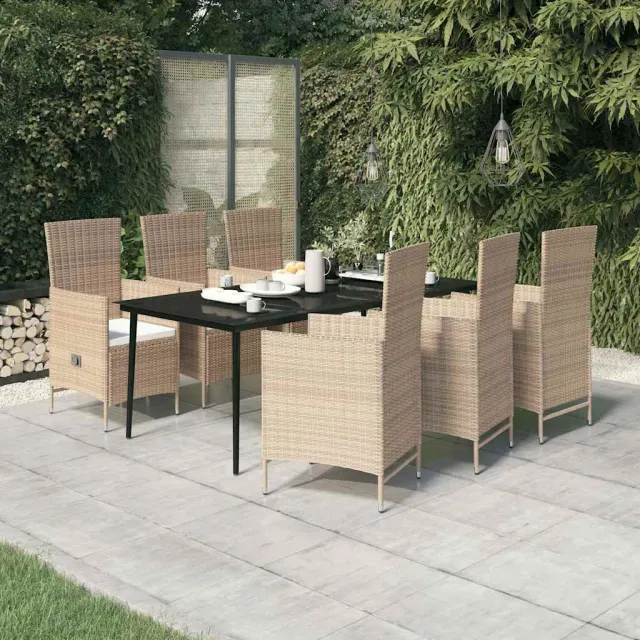 vidaXL 7-delige Tuinset met kussens beige, foto 2