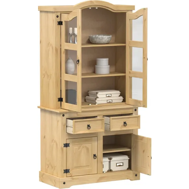 vidaXL Vitrinekast Corona 100x48,5x179 cm massief grenenhout Bruin